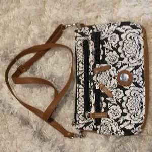 Stonemountain Lockport quilted paisley faux leather/silver trim crossbody/clutch